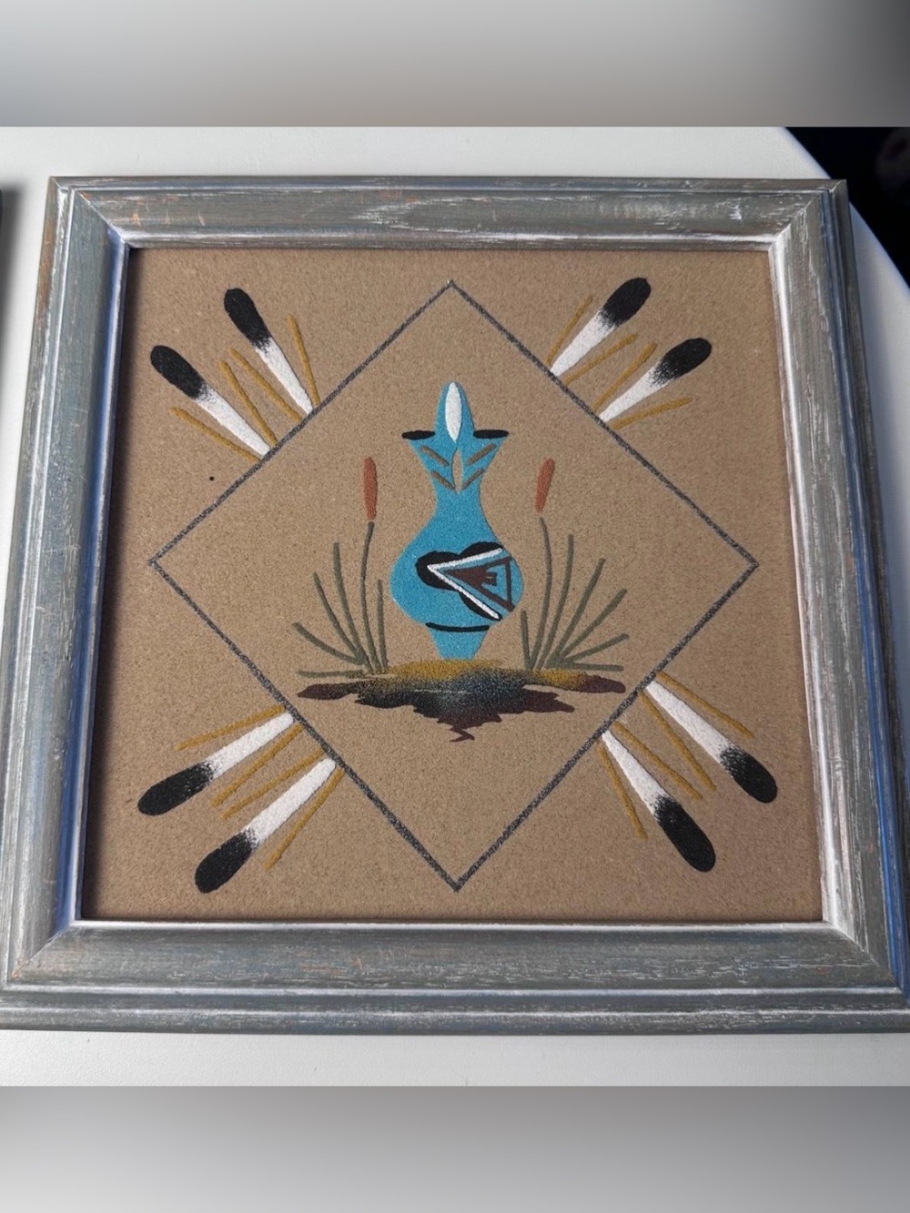Set of Southwestern Sand Art Framed Wall Art Two Pieces